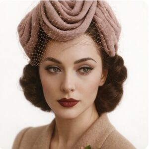 Vintage | Velvet Hat /Fascinator Dusty Rose